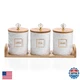 JUXYES Set of 3 Ceramic Canisters Set for Sugar Coffee Tea With Handle Tray, Lux