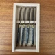 Jean Dubost Laguiole 4-Piece Blue Cheese Spreader Knives Set Slide-Top Box NEW