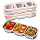 QCQHDU Snack Containers, Reusable Stainless Steel 3 Compartment Condiment Metal