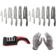 Cuisinart Advantage 12Pc Gray Knife Set (2-Pack) +Safety Gloves +Knife Sharpener