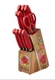The Pioneer Woman Sweet Rose 11-Piece Stainless Steel Knife Block Set, Red