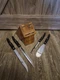 Cutco Knife set 1768 1729 JC & JB 1721 Spatula Carver Trimmer 4 Pc Brown W Block