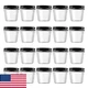 Novelinks 4 oz Clear Plastic Jars with Black Lids - 20 Pk Small Round Reusable