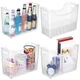 Beeveer 4-Pcs Plastic Freezer Organizer Bins w/ Wheels, Tall & Narrow