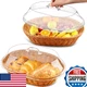 Milkary 2PK Wicker Bread Basket w/ Acrylic Lid, Imitation Rattan Display Basket