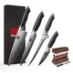 SHAN ZU 4PCS Japanese High Carbon Powder Steel Knife Set & 2PCS Sharpening Stone
