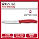 Victorinox Classic Serrated Steak & Tomato Knife Round Tip 11cm, Wavy Edge, Red