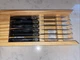 Wolfgang Puck Gray  Marbled Style Handle 4.5 " Steak Knife Set Of 6 W/ Wood Box