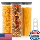 Hazel Pantry Glass Spaghetti Containers w/ Airtight Silicone Lids (Set of 3)