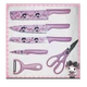 EVCRIERH 6pc Pink Kitchen Knife Set Stainless Steel w/ Shears & Peeler
