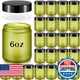 Domensi 24 Pcs 6oz Glass Jars with Lids Leakproof Round Airtight Empty Cosmetic
