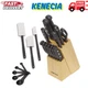 FARBERWARE TRIPLE RIVET HIGH-CARBON KNIFE BLOCK & KITCHEN TOOL SET - BLACK