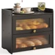 JANSNIMEN Large Bread Box Kitchen Countertop Wooden Double Layer Breadbox Organi