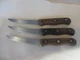 Lot of 3 Chicago Cutlery Steak Knives. Wooden Riveted Handle 9 Inch  103S