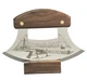 Alaskan Inupiat Style Walnut Ulu Knife with Pipeline Etched Blade & Stand