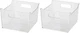 Oggi Storage Bin With Handles 9.75x9x6 Deep - Pack of 2 Organizer Pantry Fridge