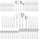 KINGSTONE 65-Piece Silverware Set with Serving Utensils, 65-Piece, Silver 