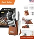 Durable Mccook Knife Set - 15pc German Stainless Steel Collection with Sharpener