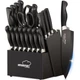 Knife Set, Amorston 21 Pieces Kitchen Knife Set with Block and Sharpener, Ult...