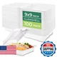 Freshware Clamshell Food Containers with Lids [9x9" 100-Pack] Disposable To Go C