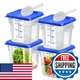 FeyBuosk 4pcs 4qt Food Storage Containers with Lid Square Clear Commercial Food
