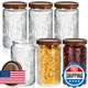 Domensi 6 Pcs Vintage Glass Jars 34 oz Glass Storage Jars with Lids Sunflower Pa