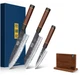 HOSHANHO 3Pcs VG10 Super Steel Knife Set with Double Sided Magnetic Knife Holder