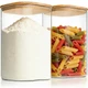 KEYWING 1.2 Gallon Glass Flour Storage Containers with Bamboo Lids, Set of 2 Lar