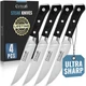 Cutluxe Steak Knives Set of 4, Straight Edge Steak Knife Set &ndash; Forged High Ca...