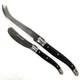Laguiole France Jean Dubost 2 Pc Cheese Butter Knife Set Black Handle Bee Logo