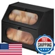 Vriccc Black Large Bread Box for Kitchen Counter, Large Bamboo Wood Double Layer