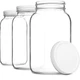 kitchentoolz Set of 3 One Gallon Large Glass Jar with Lid &ndash; Wide‑Mouth Gallon Ma