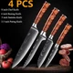 Kitchen Knife Set Japanese Damascus Pattern Stainless Steel 4Pcs Chef Knives USA