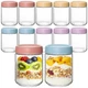 KEYWING 12 Pack Overnight Oats Containers With Lids, 16 oz Wide Mouth Mason Jars