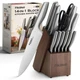 FIKSHOT 14 Pieces Knife Block Set German Stainless Steel with Block, RazorSha...