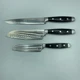 Hen & Rooster 3 Piece Kitchen Knife Lot Full Tang Black HRI-026