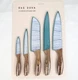 Rae Dunn 10-Piece Knife Cutlery Set w/Wood Handles Chop Slice Cut Dice Turquoise