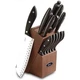 Oster Huxford 14-Pcs Stainless Steel Cutlery Set W/ Black Handles & Wooden Block