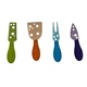 Entertaining Essentials Cheese Knife Spreader Fork 4 Pc Green Orange Blue Purple