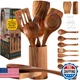 BRIGHTX Premium Kitchen Wooden Cooking Spoons Set (9-Pcs) - Acacia Wood Utensils