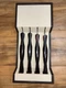 CUTCO 4 Piece Serrated Steak Knife Set 1759 Brown/Orange Swirl USA w/ Holder
