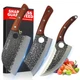 SliceElite Heritage Forge 3 Piece Butcher Knife Set Serbian Chef Meat Cleaver...