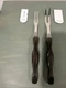 2 Cutco No. 1726 & 1727 Chefs Carving Serving Fork Brown Handle -