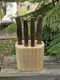 Vtg Chicago Cutlery 103S Steak Knife 6 pc Full Tang 3 rivet Set & Oak Wood Block
