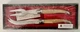 Laguiole Jean Dubost Stainless Steel Cheese Carving Knife & Fork Set Tan Handle