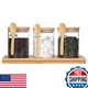 GURUDAR 3pcs Glass Spice Storage Jars 20oz Airtight Condiment Canisters with Spo