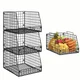 Jakyitvi 3 Pack XXL Stackable Wire Baskets Large Storage Bins for Onion Potato V