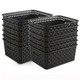 ZHENFAN 12-Pack Black Plastic Weave Storage Baskets, Woven Organizer Bins