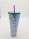 Starbucks 24oz Tumbler Coffee Cup Purple Oil Slick Sparkle With Straw and Lid