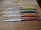 Set of 4  French Jean Dubost  Laguiole steak knives Multi color Bee Handles